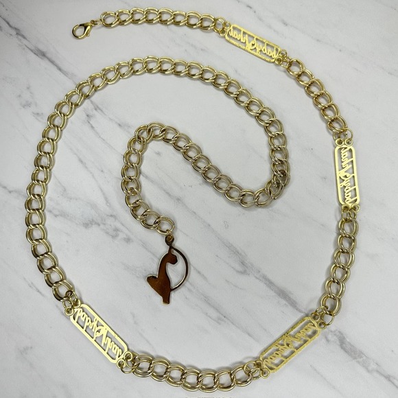 Baby Phat Vintage Y2K Gold Tone Metal Chain Link Belt OS One Size - Picture 2 of 16